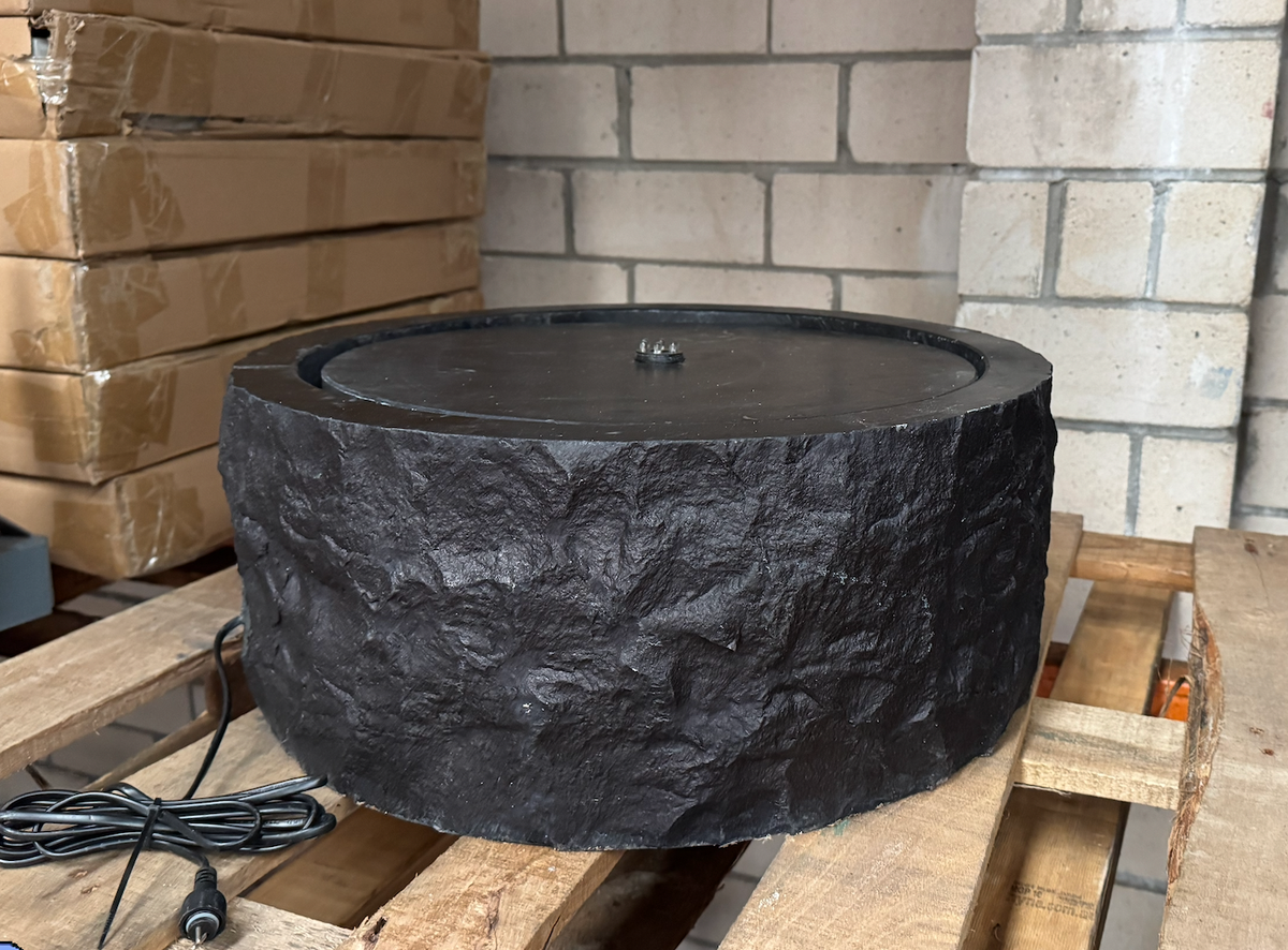 Round Natural Black Stone Water Feature