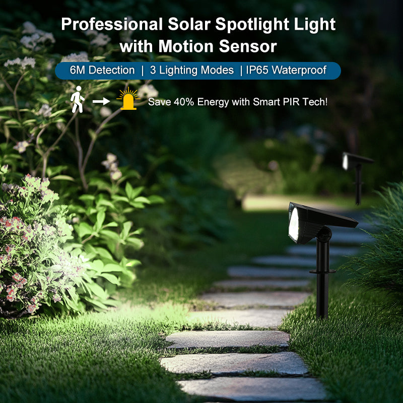 Solar Motion Sensor Garden Spotlight with Ground Spike