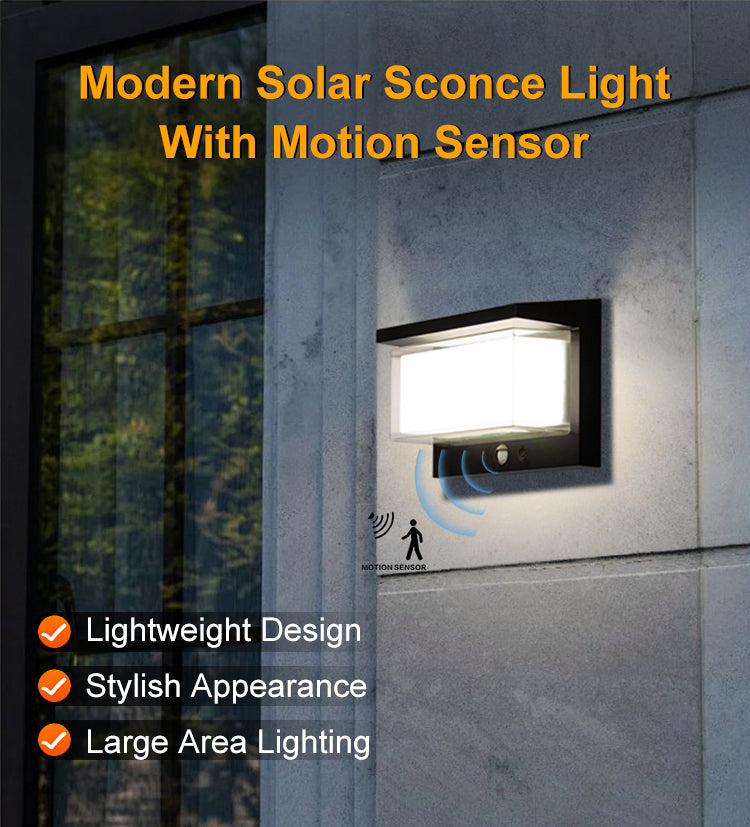 Solar Wide Panel Motion Sensor Wall Light