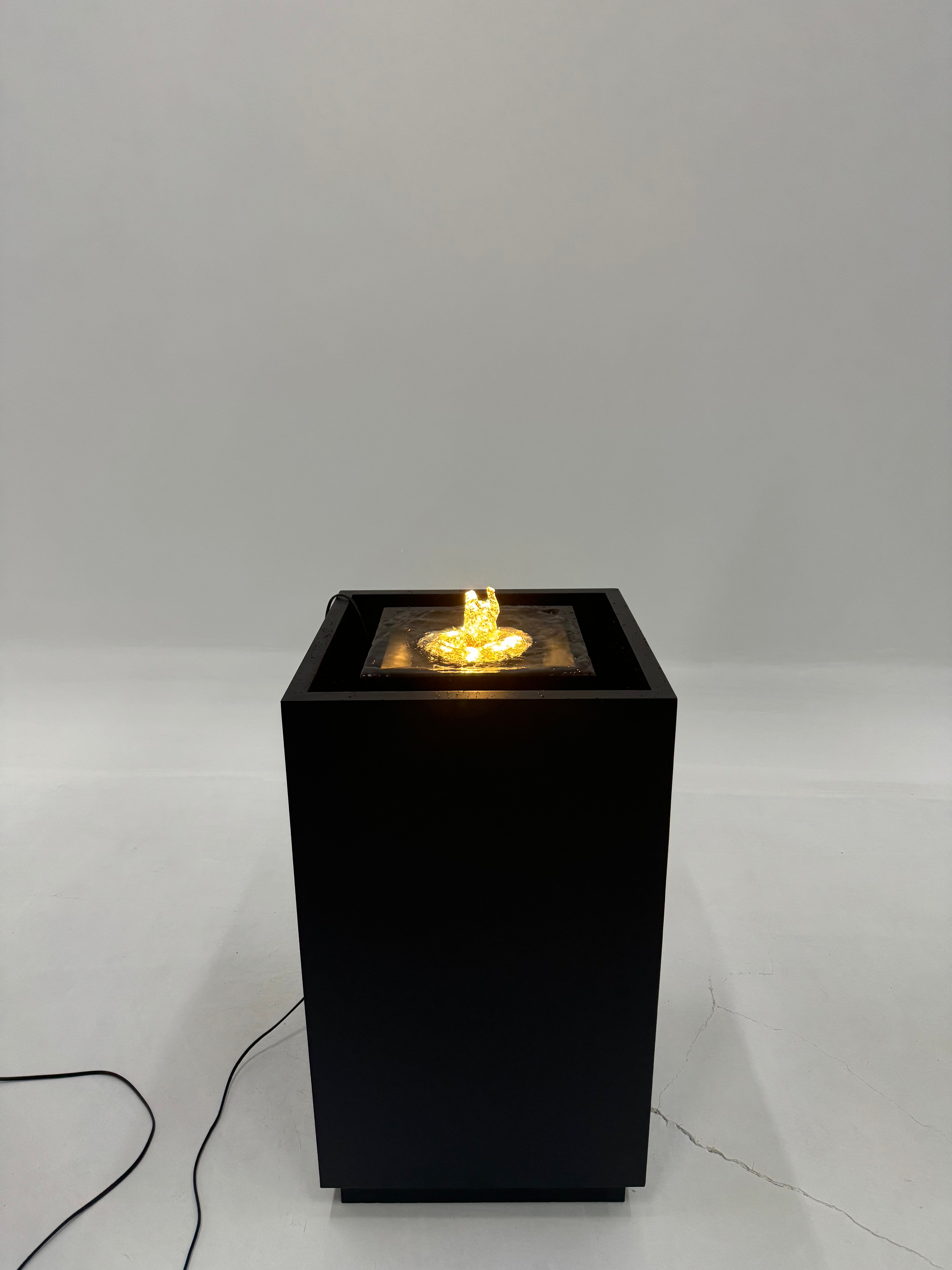 Tall Black Stainless Steel Square Water Feature