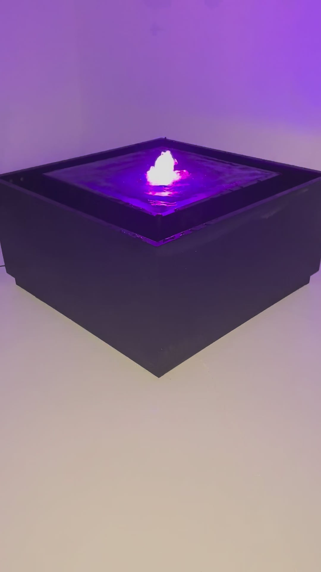 Load video: Black Stainless Steel Square Water Feature